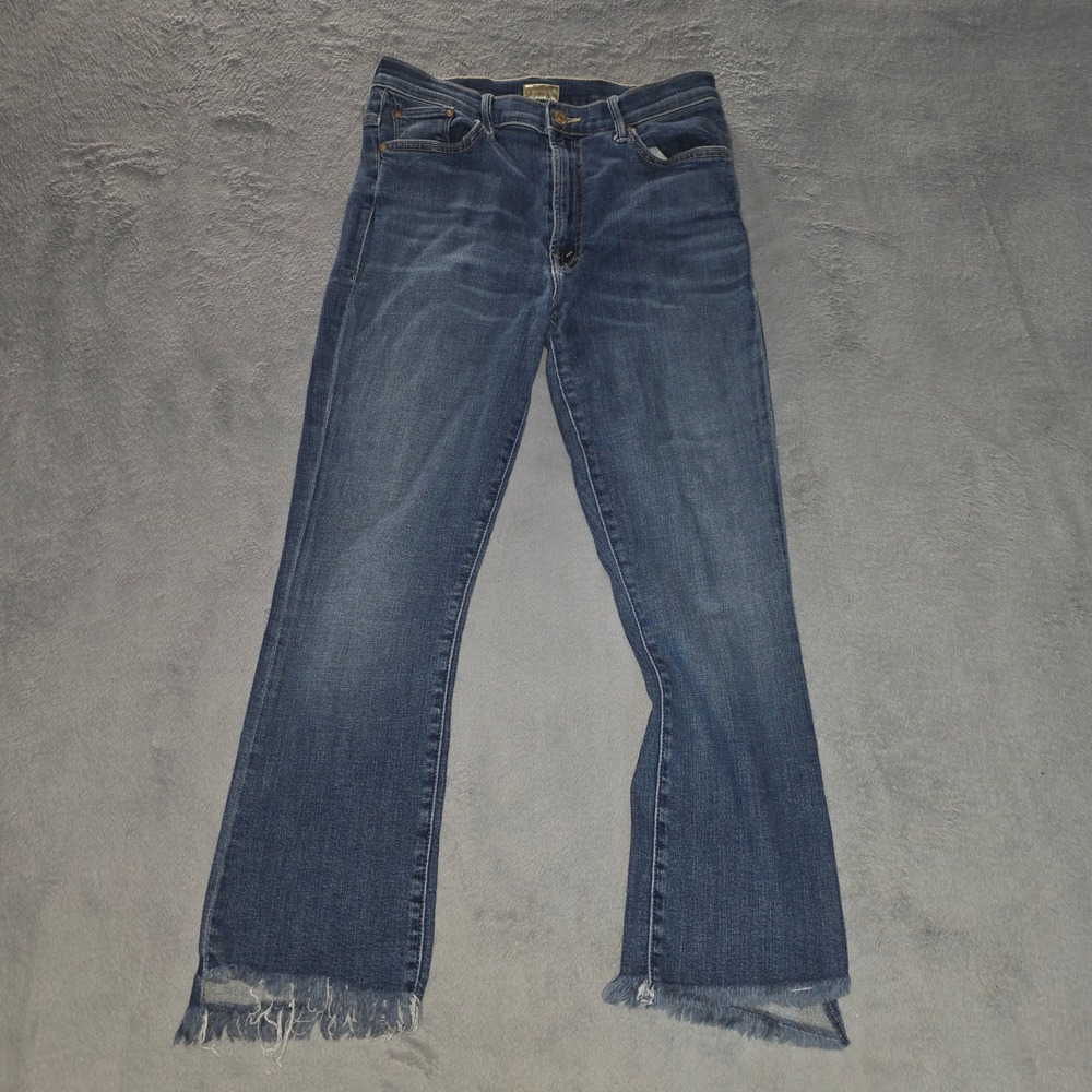 Mother The Insider Crop Step Fray Jeans Girl Crush Blue 1157-383 Size 31